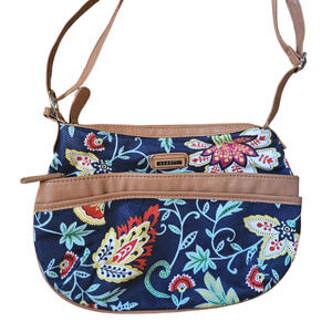 Rosetti Women's Cotton Crossbody Purse Handbag Floral Blue